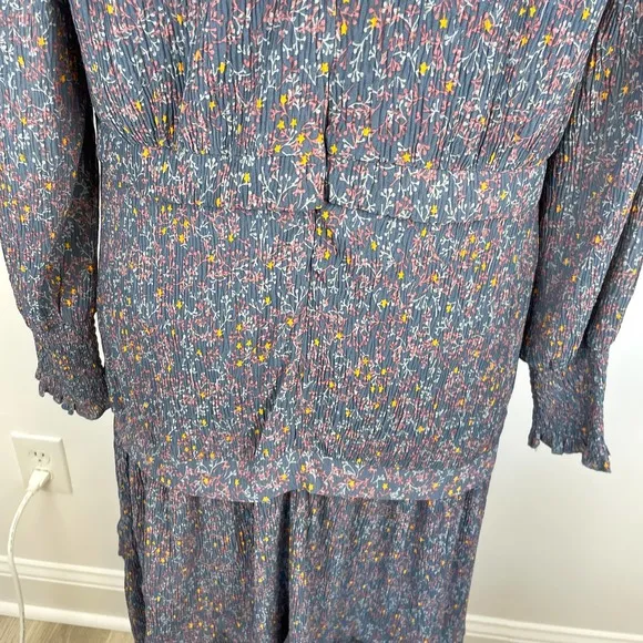 Modern Citizen Floral Long Sleeve Midi Dress In Blue Size XS