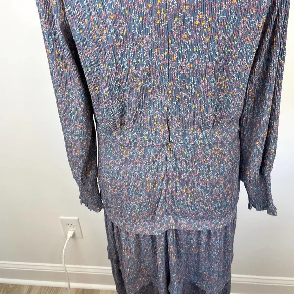 Modern Citizen Floral Long Sleeve Midi Dress In Blue Size XS