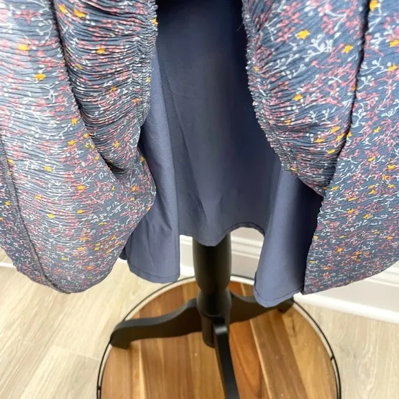 Modern Citizen Floral Long Sleeve Midi Dress In Blue Size XS