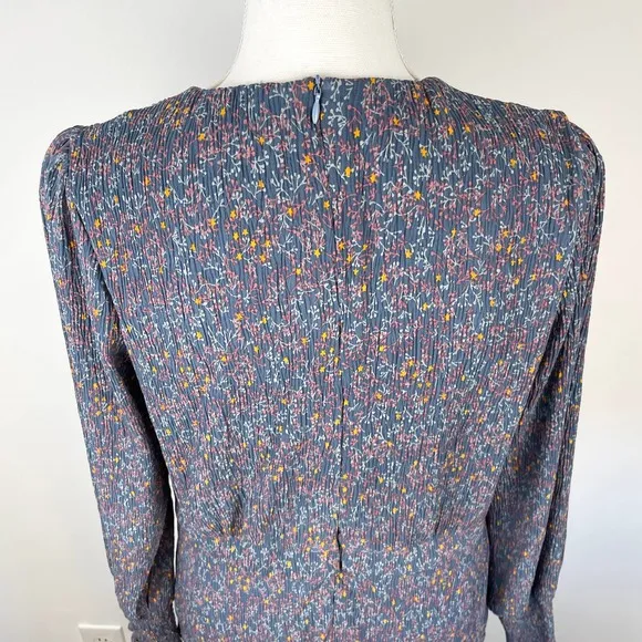 Modern Citizen Floral Long Sleeve Midi Dress In Blue Size XS
