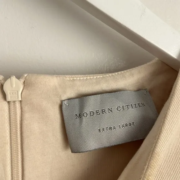 Modern Citizen Iman Split-Hem Cotton Twill Midi to Maxi Dress Cream Size XL $158