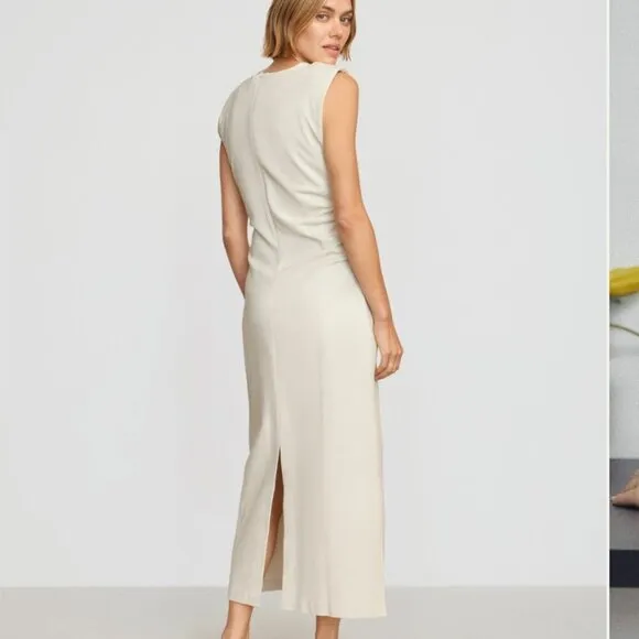 Modern Citizen Iman Split-Hem Cotton Twill Midi to Maxi Dress Cream Size XL $158