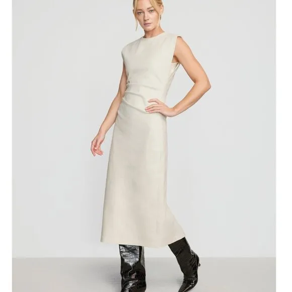 Modern Citizen Iman Split-Hem Cotton Twill Midi to Maxi Dress Cream Size XL $158
