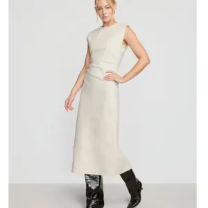 Modern Citizen Iman Split-Hem Cotton Twill Midi to Maxi Dress Cream Size XL $158