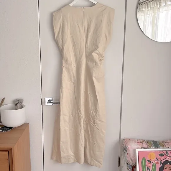 Modern Citizen Iman Split-Hem Cotton Twill Midi to Maxi Dress Cream Size XL $158