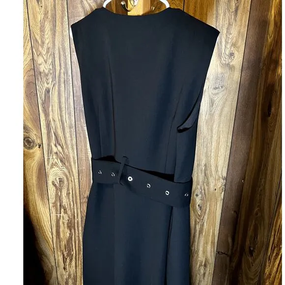 Modern Citizen Jisoo Belted V-Neck Wrap Midi Dress – Black – XL