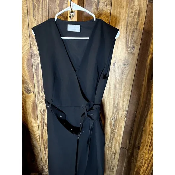 Modern Citizen Jisoo Belted V-Neck Wrap Midi Dress – Black – XL