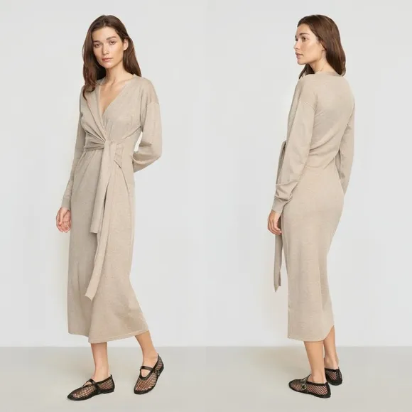 Modern Citizen | Lenese Front-Wrap Midi Dress in Shiitake Small