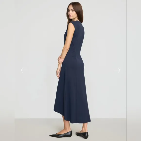 Modern Citizen Lenox Side Ruched Navy Dress Size Medium