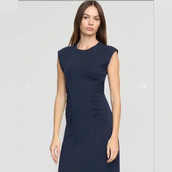 Modern Citizen Lenox Side Ruched Navy Dress Size Medium