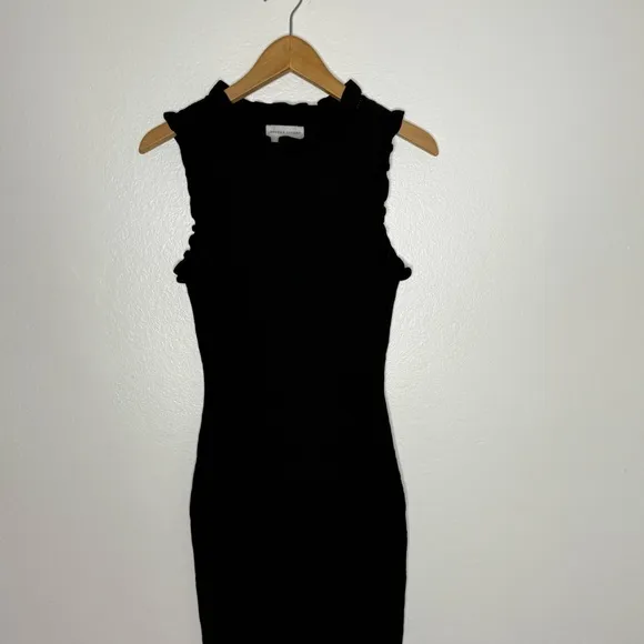 Modern Citizen Madelyn Ruffle Trim Midi Dress Black Womens Sz S