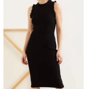 Modern Citizen Madelyn Ruffle Trim Midi Dress Black Womens Sz S