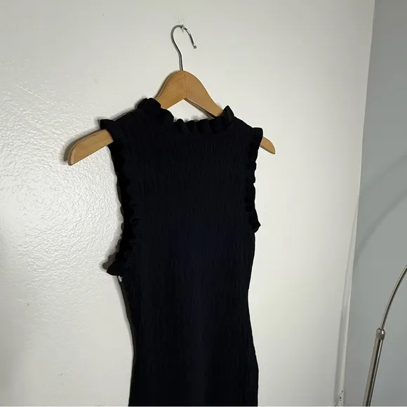 Modern Citizen Madelyn Ruffle Trim Midi Dress Black Womens Sz S
