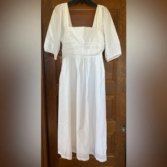 Modern Citizen Midi Length White Cotton Dress 🤍