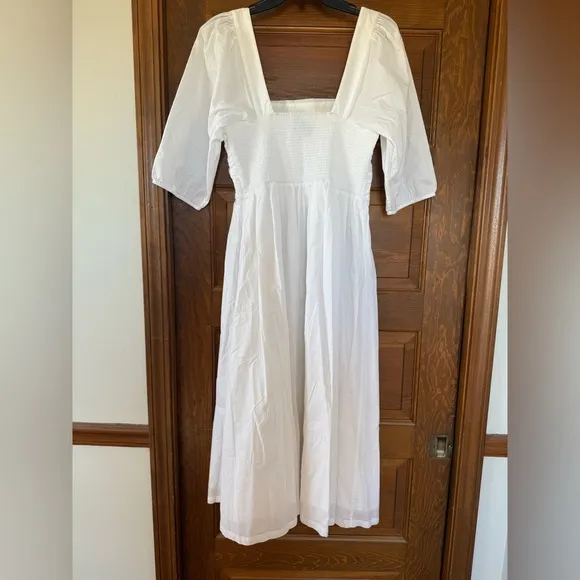 Modern Citizen Midi Length White Cotton Dress 🤍