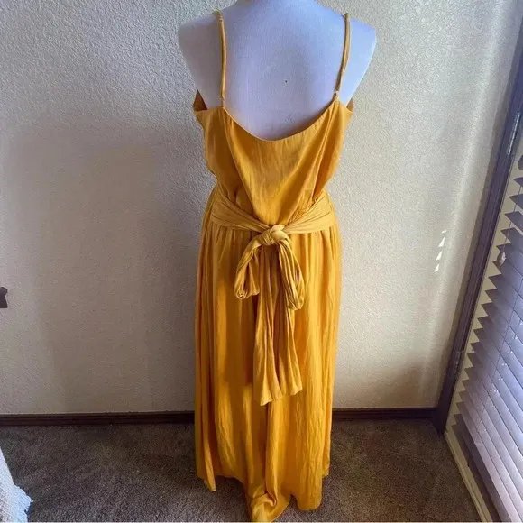 Modern Citizen Mila Tank Dress Layered Marigold Tulip Front Spaghetti Straps: XL