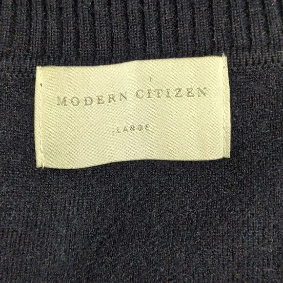 Modern Citizen Milly Zip Collar Navy Blue Sweater Dress Mini Split Sleeve L New