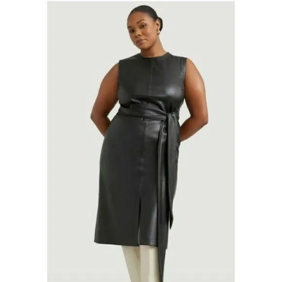 Modern Citizen Pilar Vegan Leather Tie‎ Front Dress - Size 3X