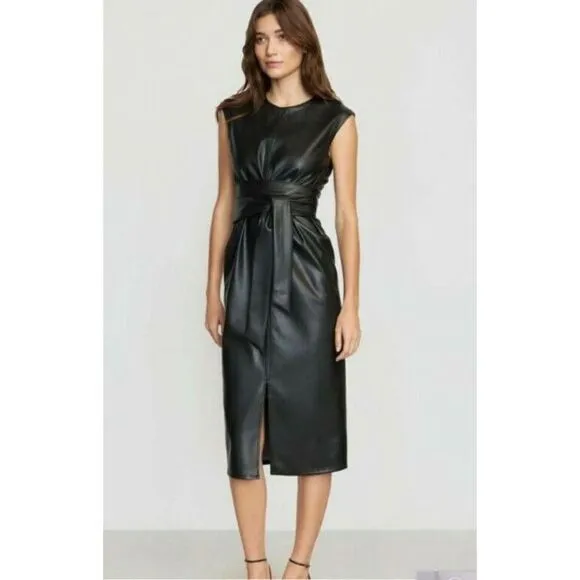Modern Citizen Pilar Vegan Leather Tie‎ Front Dress - Size 3X