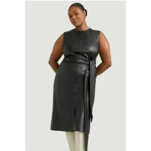 Modern Citizen Pilar Vegan Leather Tie‎ Front Dress - Size 3X