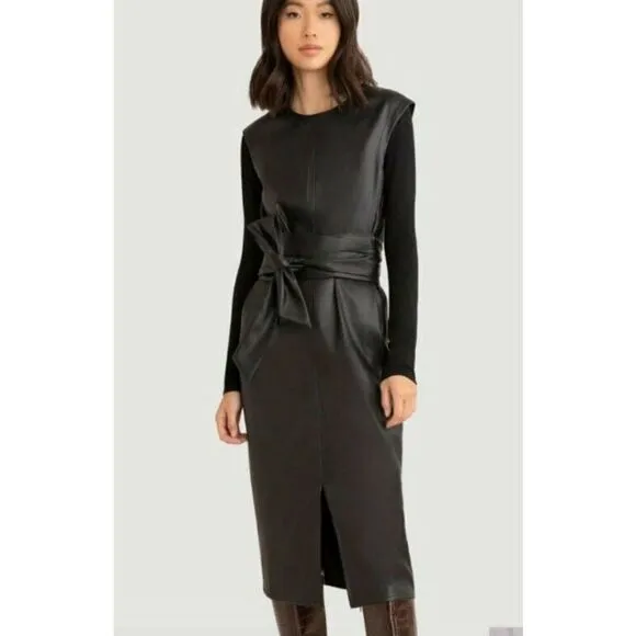 Modern Citizen Pilar Vegan Leather Tie‎ Front Dress - Size 3X