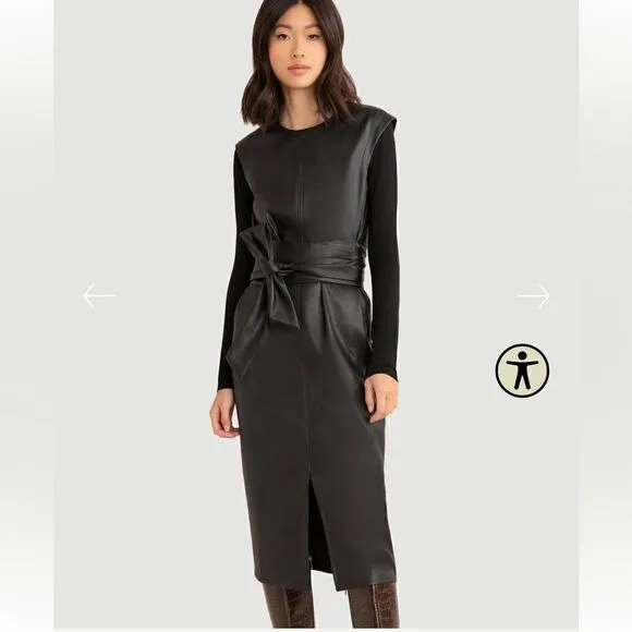 Modern Citizen Pilar Vegan Leather Tie-Front Dress Large