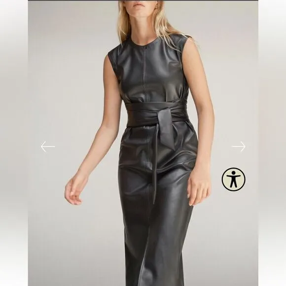 Modern Citizen Pilar Vegan Leather Tie-Front Dress Large