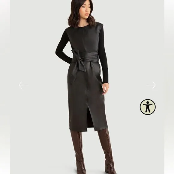 Modern Citizen Pilar Vegan Leather Tie-Front Dress Large
