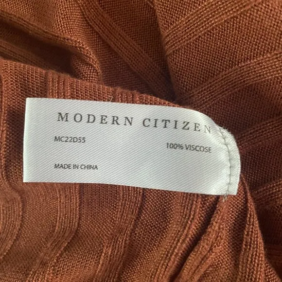 Modern Citizen ribbed maxi dress 1X rust orange short sleeve bodycon XL 14 16