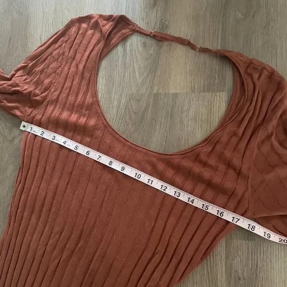 Modern Citizen ribbed maxi dress 1X rust orange short sleeve bodycon XL 14 16