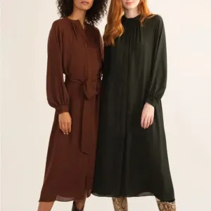 Modern Citizen Shirt Dress Hunter Green Size M Self Tie Belt