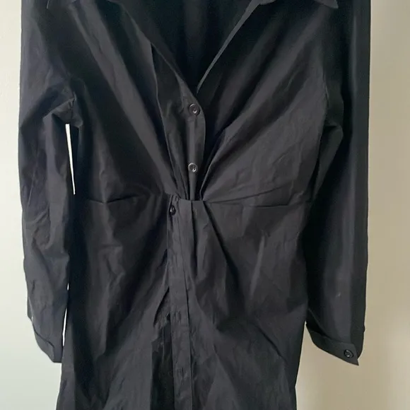 Modern Citizen Taylor black cotton maxi twisted button down dress, size M