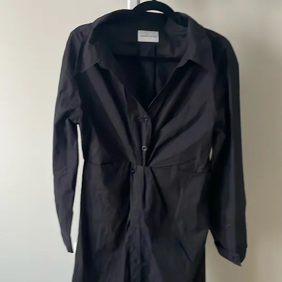 Modern Citizen Taylor black cotton maxi twisted button down dress, size M
