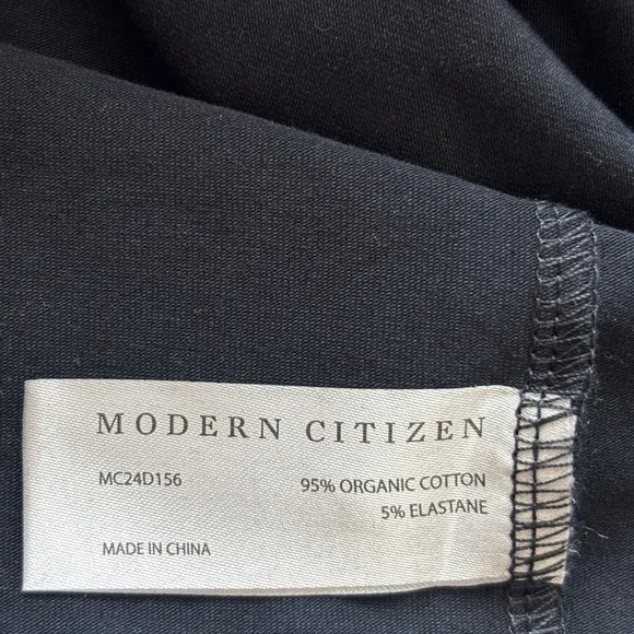 Modern Citizen Wei Tie-Front Organic Cotton Long Sleeve Navy Maxi Dress Large