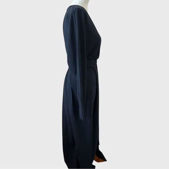 Modern Citizen Wei Tie-Front Organic Cotton Long Sleeve Navy Maxi Dress Large