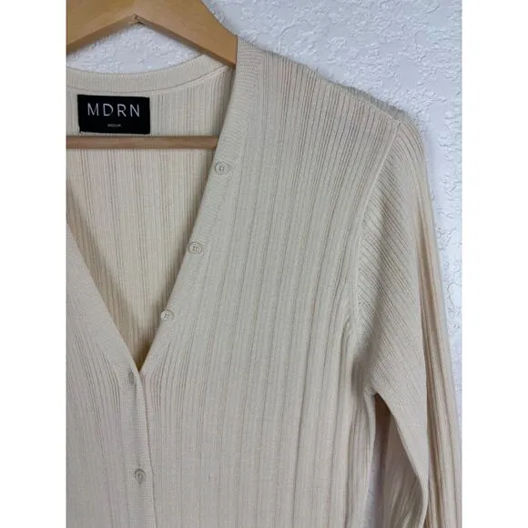 Modern Citizen Womens Button Down Maxi Dress Medium Beige Minimalist Modest