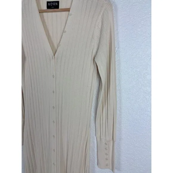 Modern Citizen Womens Button Down Maxi Dress Medium Beige Minimalist Modest