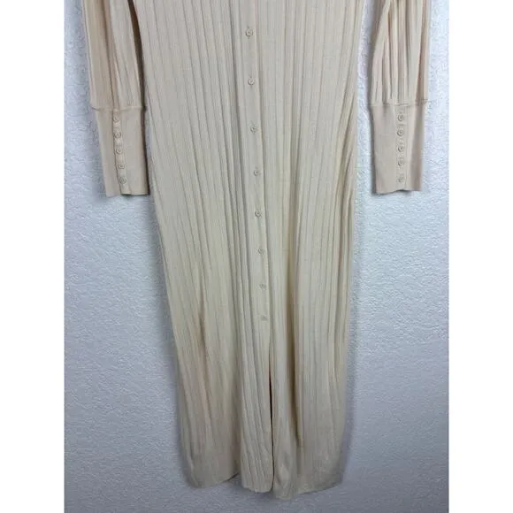 Modern Citizen Womens Button Down Maxi Dress Medium Beige Minimalist Modest