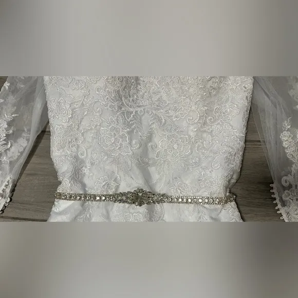 Modern JJ's House Women’s Mermaid Lace White Wedding Dress Size 16 W