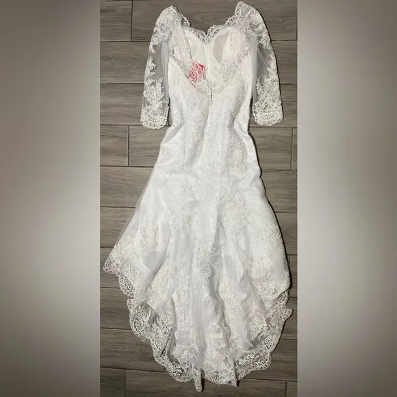 Modern JJ's House Women’s Mermaid Lace White Wedding Dress Size 16 W