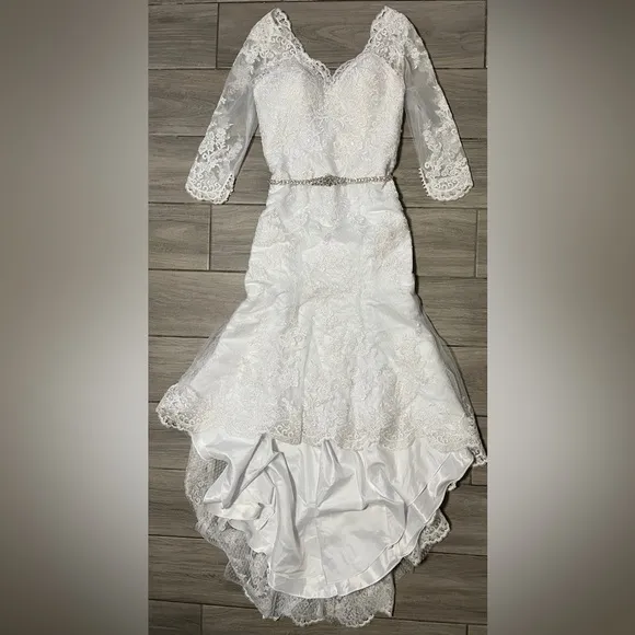 Modern JJ's House Women’s Mermaid Lace White Wedding Dress Size 16 W