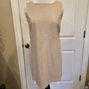 Modern Leather Beige A Line Sleeveless Dress
