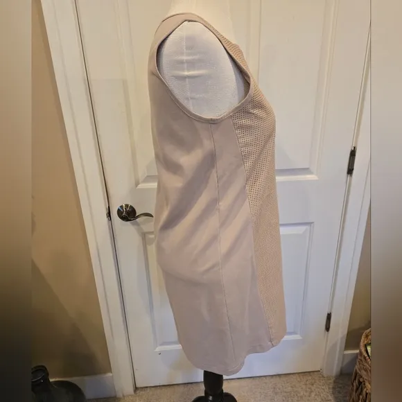 Modern Leather Beige A Line Sleeveless Dress