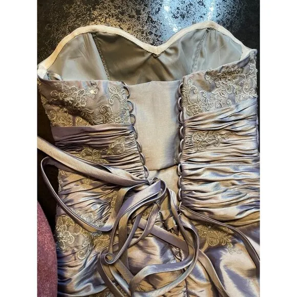 Modern Maids Collection Strapless Sequined Formal Gray Dress Sz 12