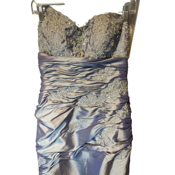 Modern Maids Collection Strapless Sequined Formal Gray Dress Sz 12