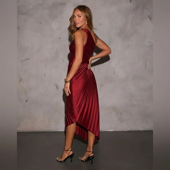 Moon River Modern Day Glam One Shoulder Asymmetrical Maxi Dress