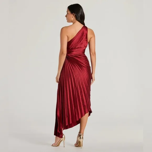 Moon River Modern Day Glam One Shoulder Asymmetrical Maxi Dress