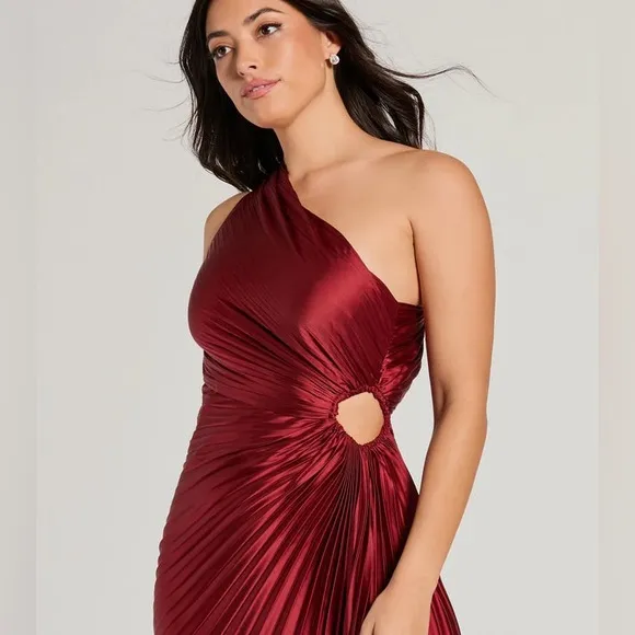 Moon River Modern Day Glam One Shoulder Asymmetrical Maxi Dress