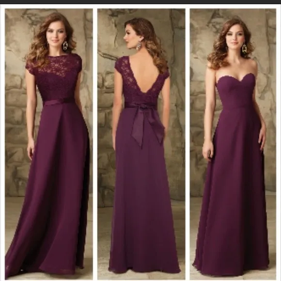 Morilee Madeline Gardner Classic Lace and Chiffon Dress with Bateau Neckline 10