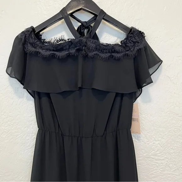 Nanette Lepore Black Midi Dress Lace Modern Glam 6